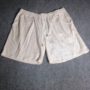 COOFANDY Mens Linen Blend Drawstring Shorts Beige 3XL NWT Casual Beach...